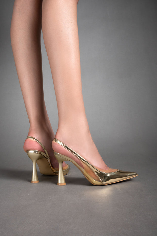 Metallic Sling Back - Heels - gold