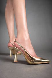 Metallic Sling Back - Heels - gold