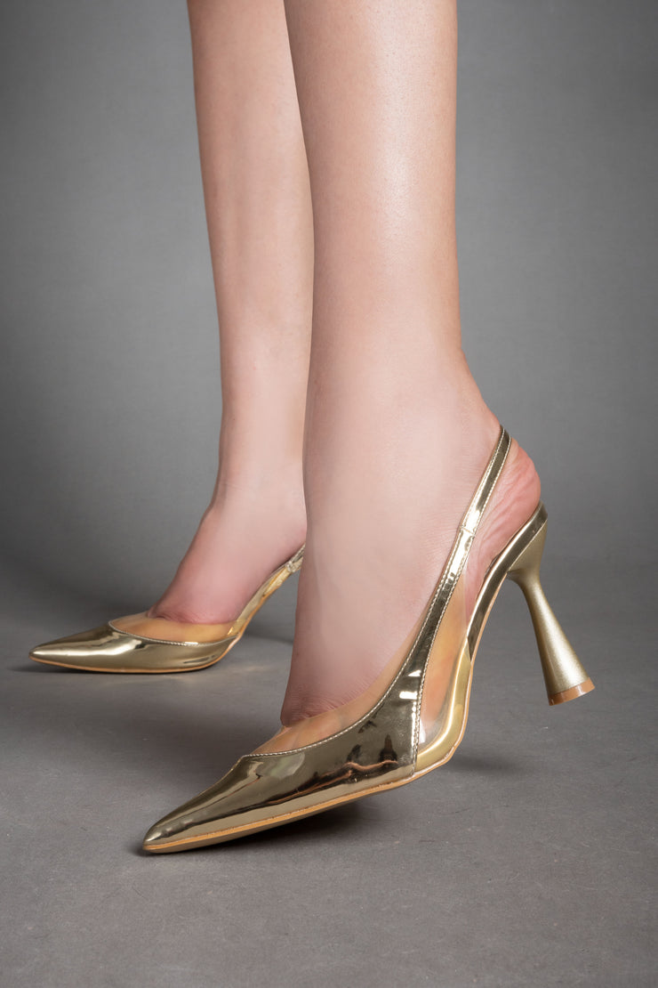 Metallic Sling Back - Heels - gold