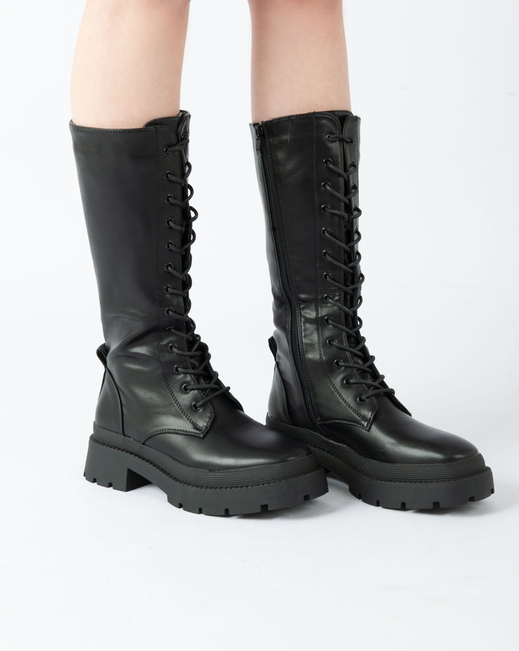 Classic Lace-Up Boots - Black