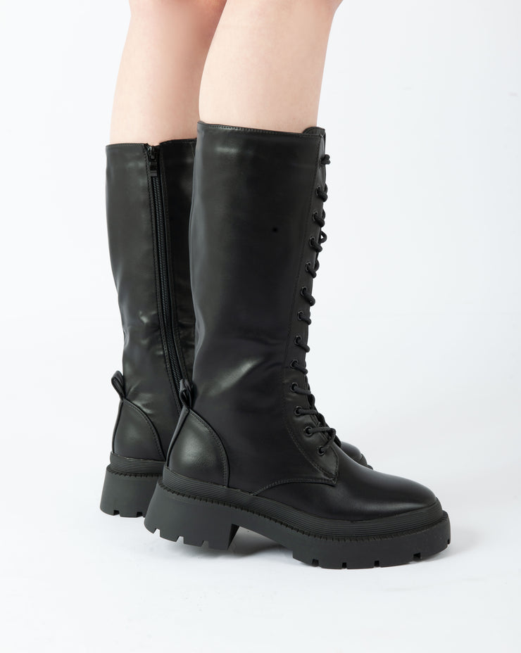 Classic Lace-Up Boots - Black