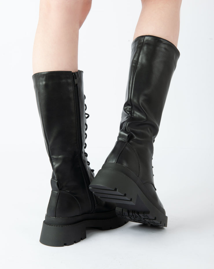 Classic Lace-Up Boots - Black