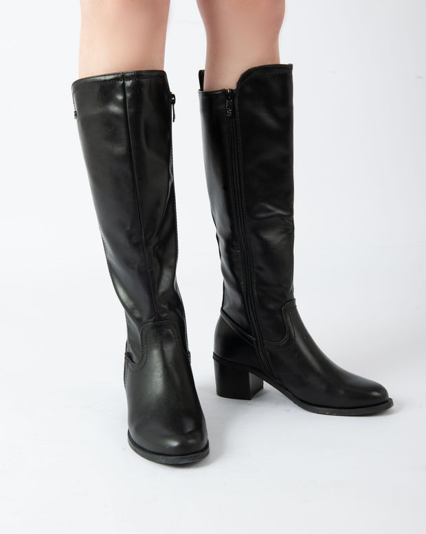 Sleek Mid-Calf Boots - Black