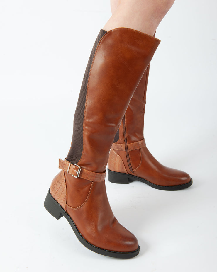 Equestrian Buckle Boots - Camel