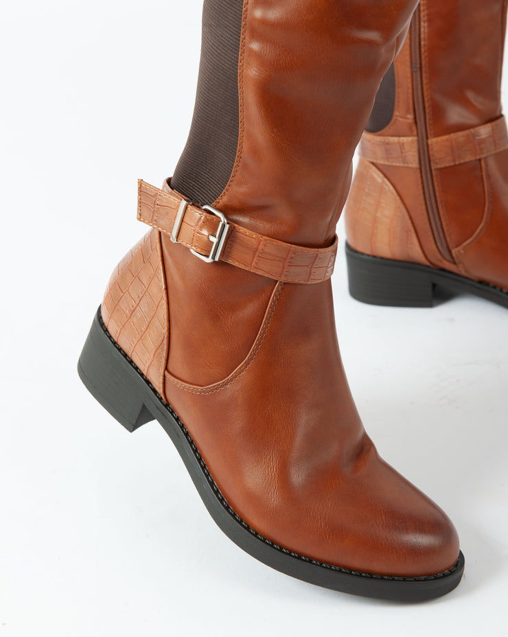 Equestrian Buckle Boots - Camel