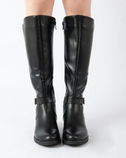 Equestrian Buckle Boots - Black