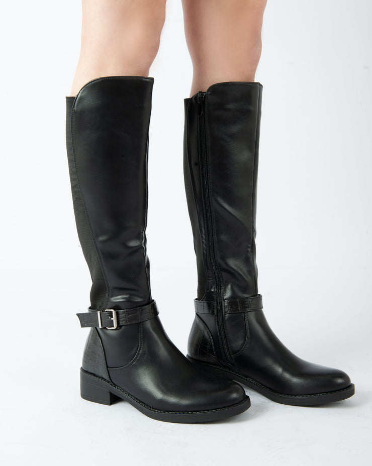 Equestrian Buckle Boots - Black