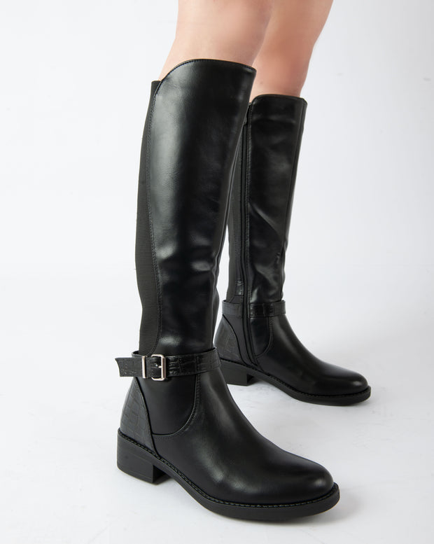 Equestrian Buckle Boots - Black