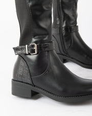 Equestrian Buckle Boots - Black