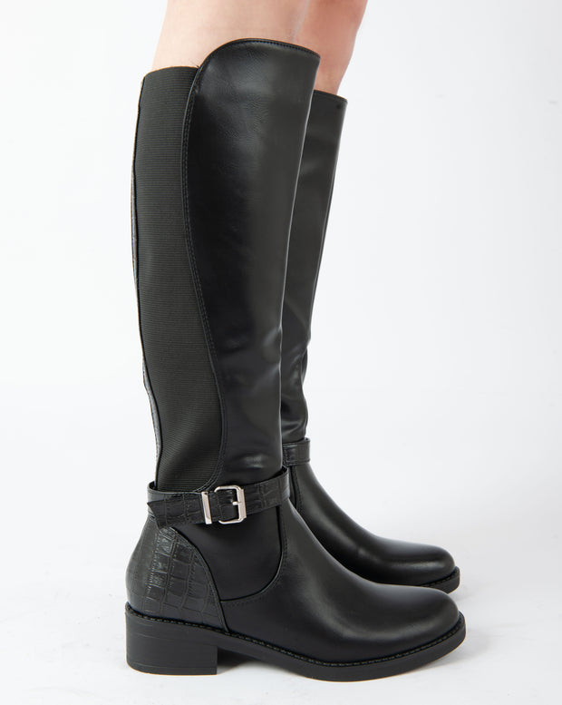 Equestrian Buckle Boots - Black