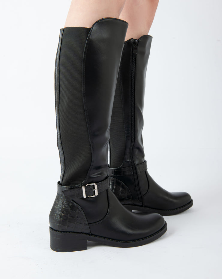 Equestrian Buckle Boots - Black