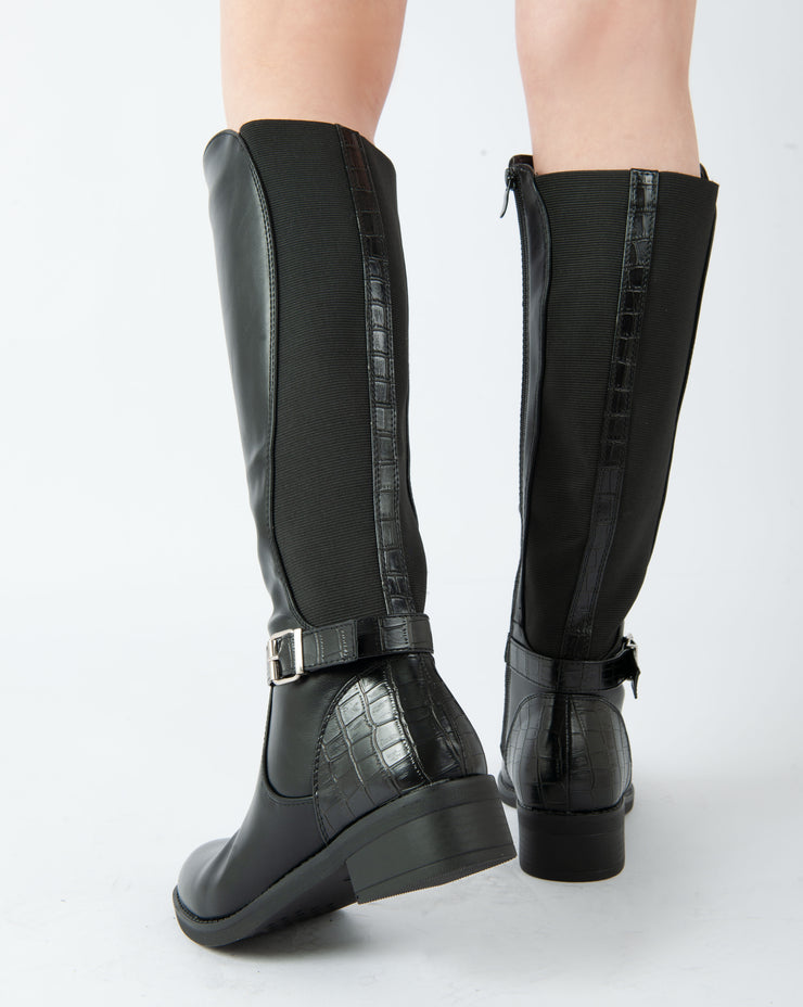 Equestrian Buckle Boots - Black