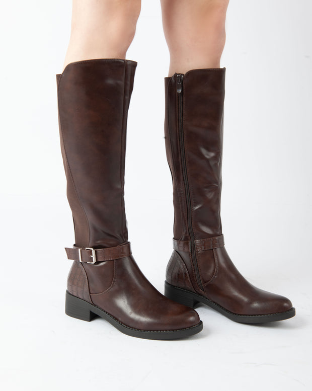 Equestrian Buckle Boots - Brown