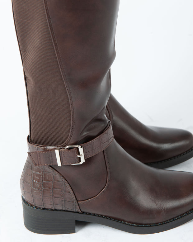 Equestrian Buckle Boots - Brown