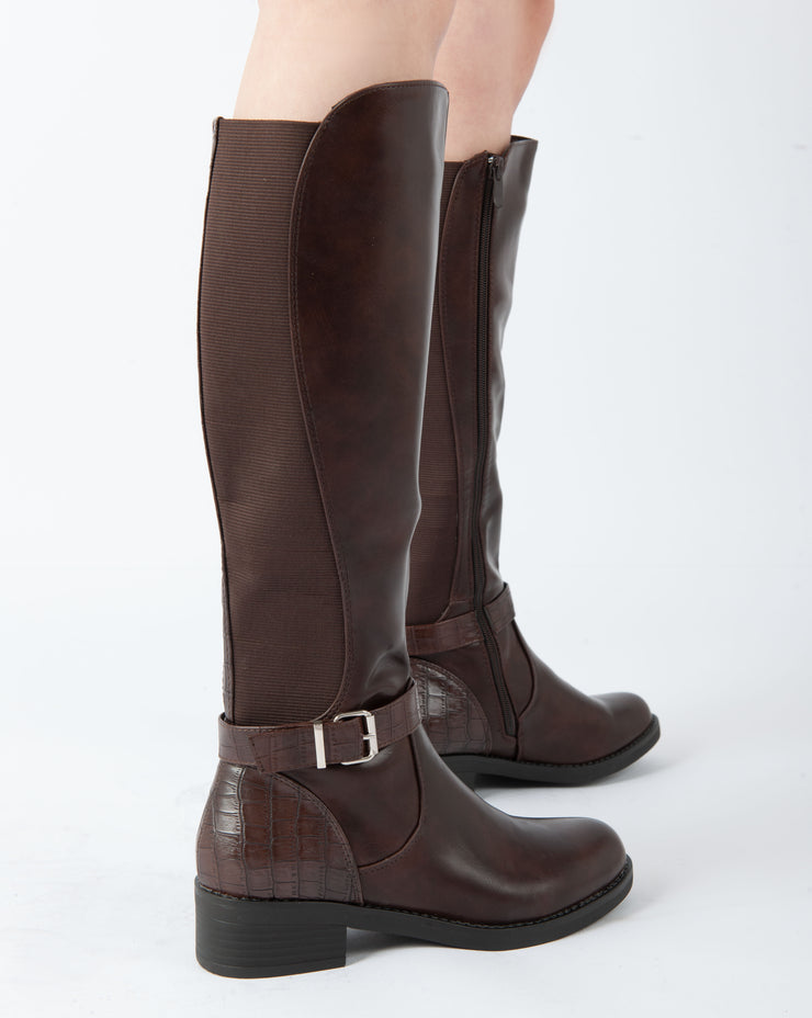 Equestrian Buckle Boots - Brown