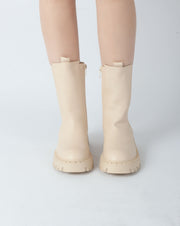 Lug Sole Mid-Calf Boots - Beige