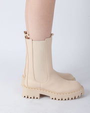 Lug Sole Mid-Calf Boots - Beige