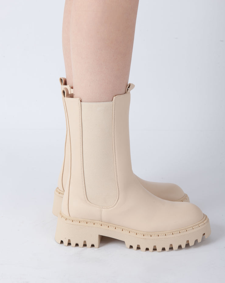 Lug Sole Mid-Calf Boots - Beige