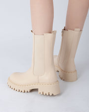 Lug Sole Mid-Calf Boots - Beige