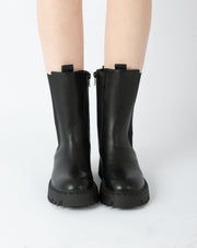 Lug Sole Mid-Calf Boots - Black