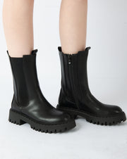 Lug Sole Mid-Calf Boots - Black