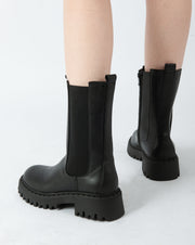 Lug Sole Mid-Calf Boots - Black