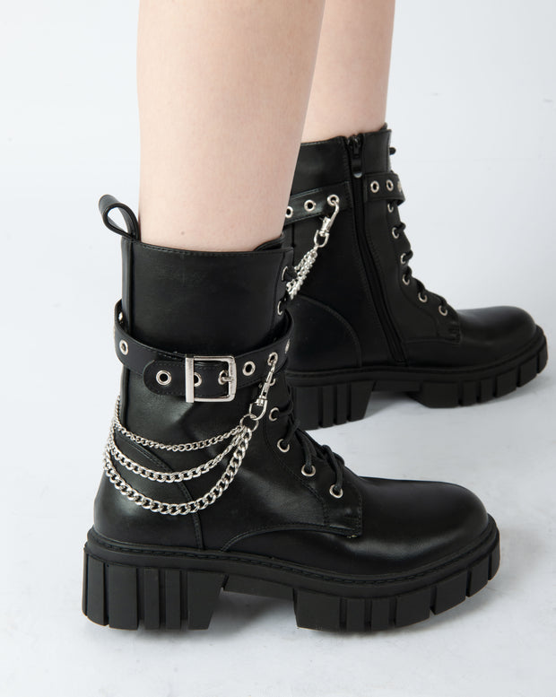 Chain Accent Boots - Black