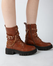 Chain Accent Boots - Camel