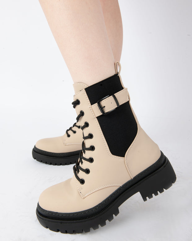 Utility Combat Boots - Beige