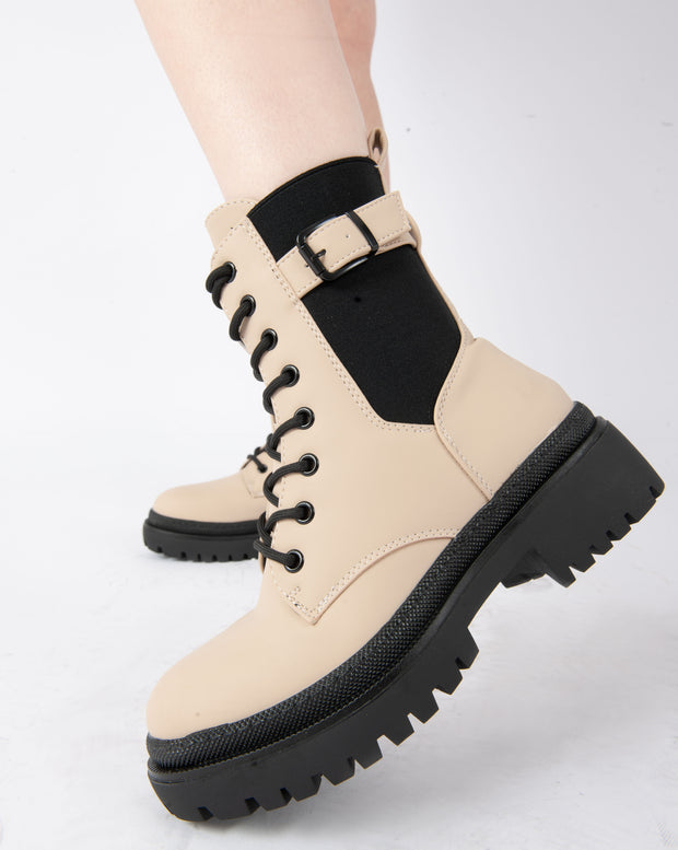 Utility Combat Boots - Beige