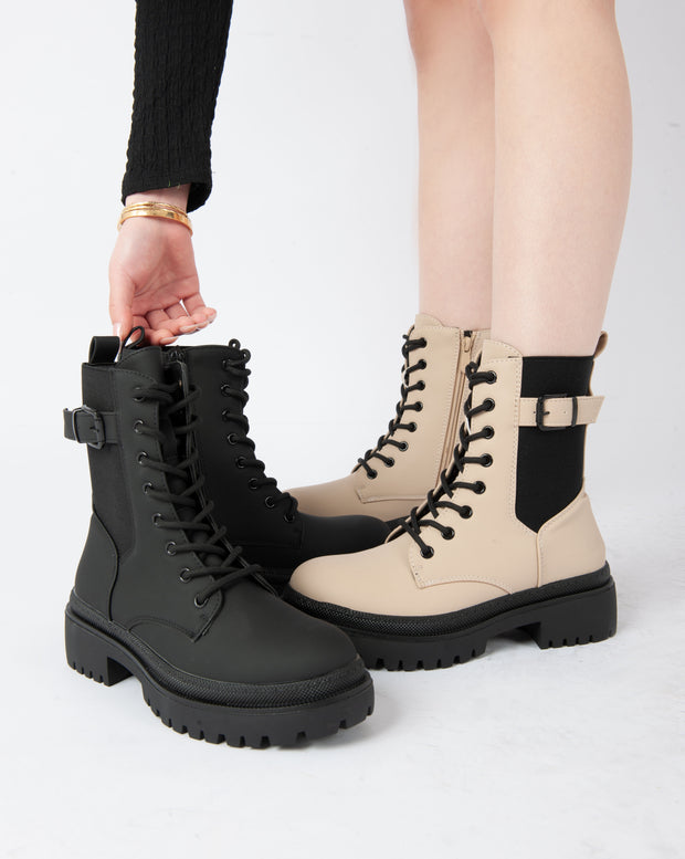 Utility Combat Boots - Beige