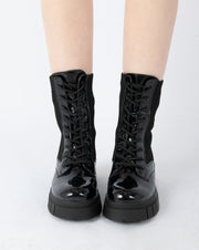 Glossy Ribbed Boots - Black