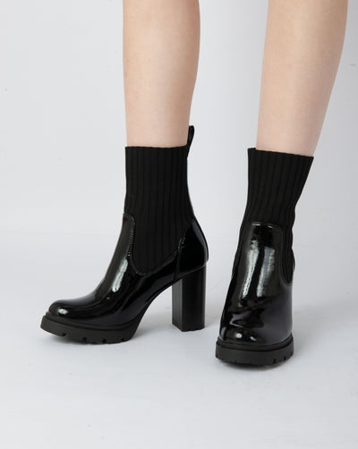 Patent Knit Heeled Boots - Verini