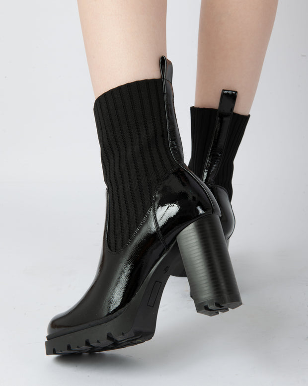 Patent Knit Heeled Boots - Verini