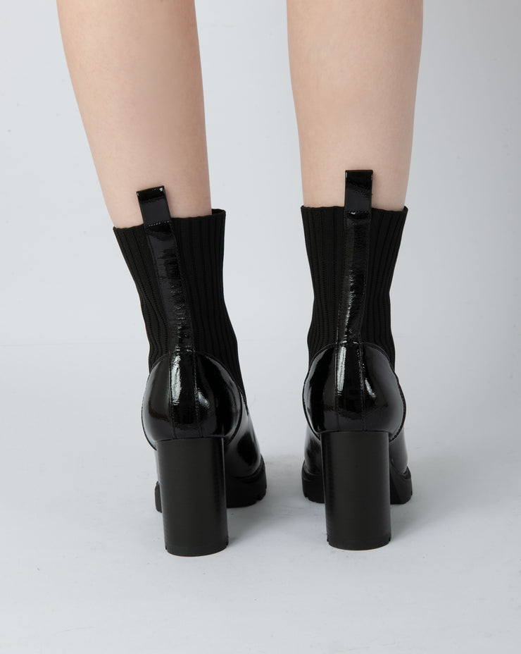 Patent Knit Heeled Boots - Verini