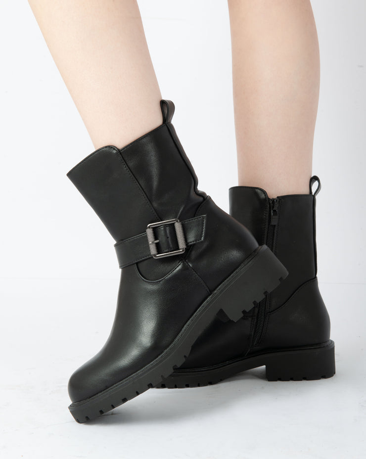 Buckle Ankle Boots - Black