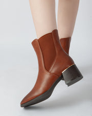 Elegant Block Heel Boots - Camel