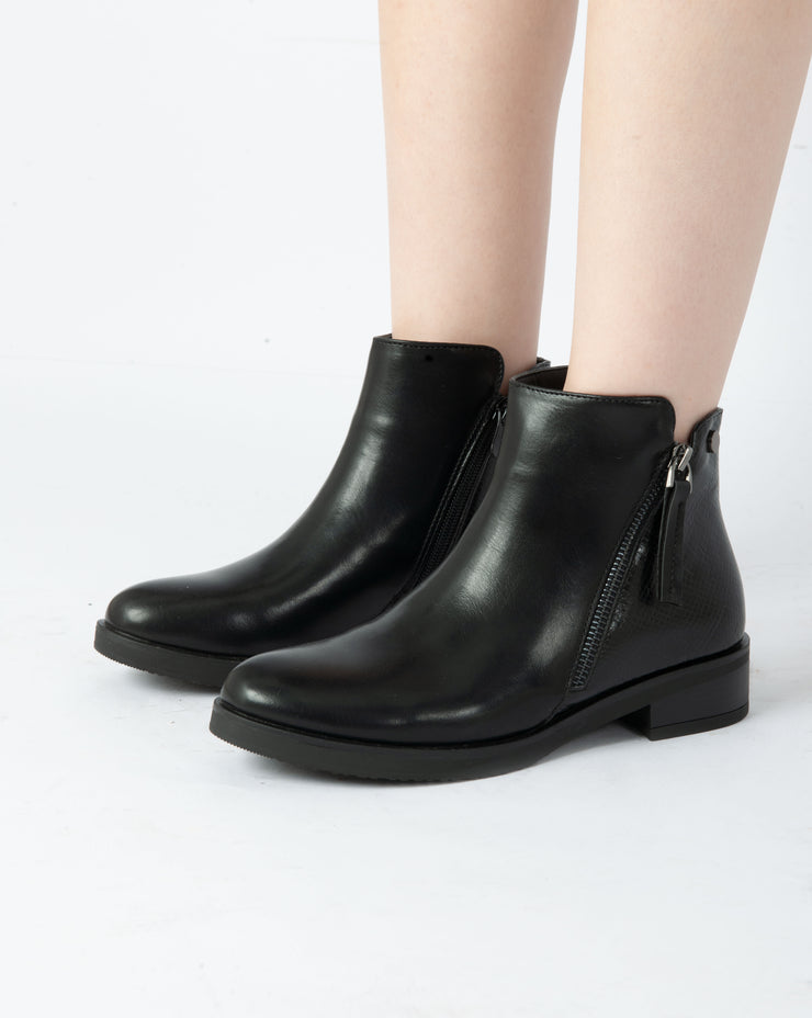 Zip-Up Ankle Boots - Black