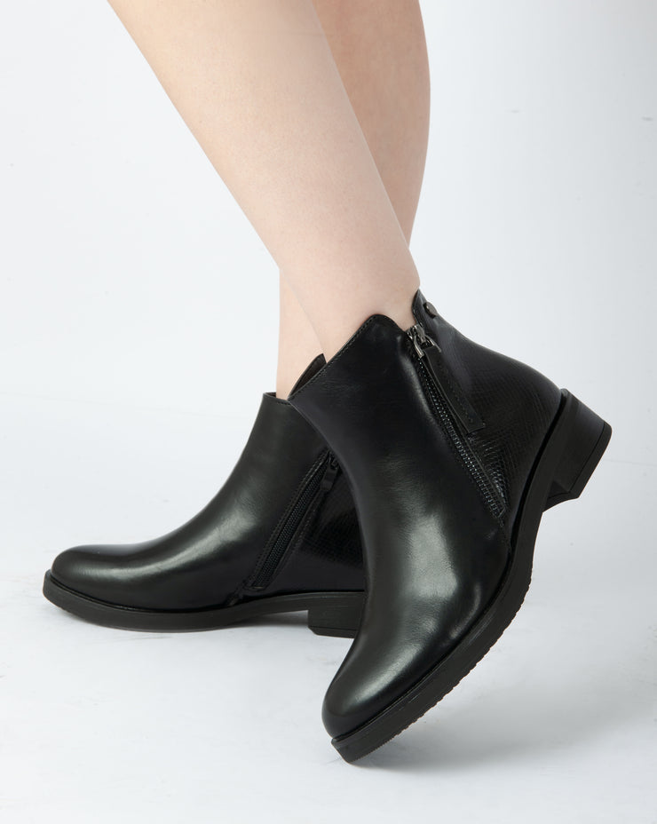 Zip-Up Ankle Boots - Black