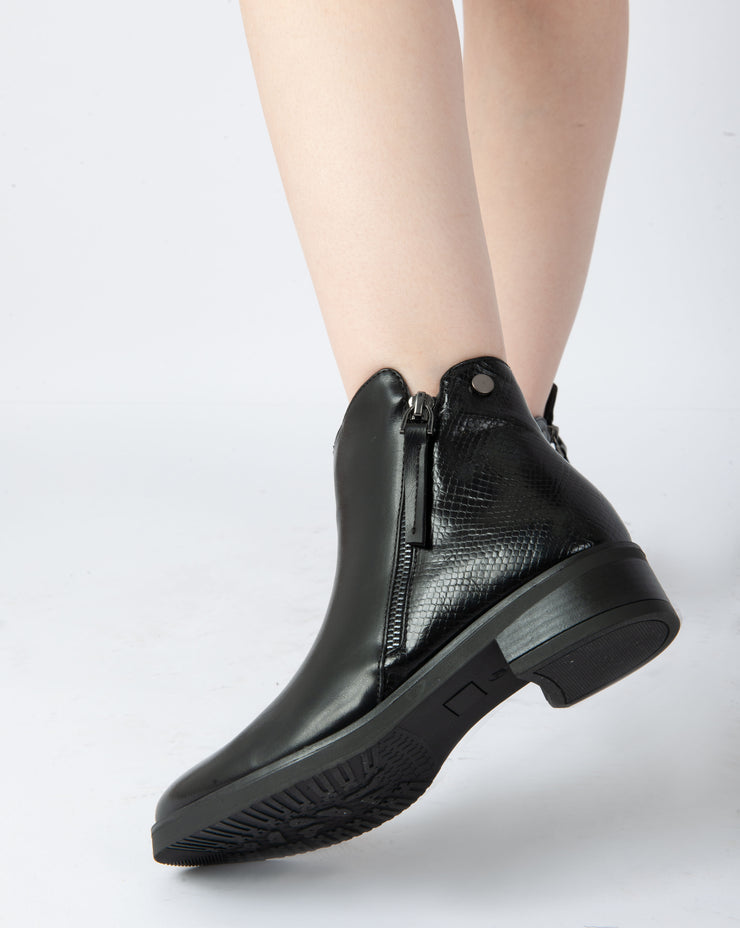 Zip-Up Ankle Boots - Black