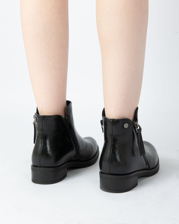 Zip-Up Ankle Boots - Black