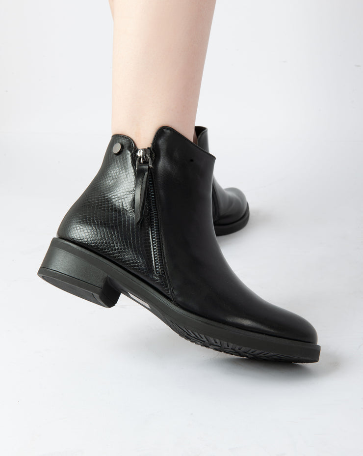 Zip-Up Ankle Boots - Black