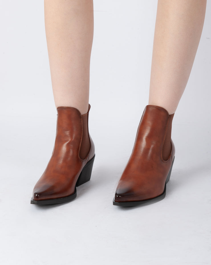 Western Pointed Boots - Camel