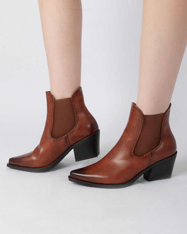 Western Pointed Boots - Camel