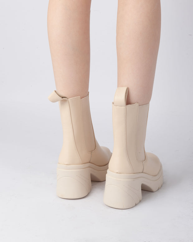 Platform Chelsea Boots - Beige