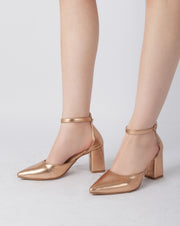 Elegant Ankle Strap Heels - Gold