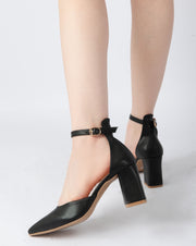 Elegant Ankle Strap Heels - Black