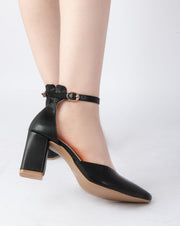 Elegant Ankle Strap Heels - Black