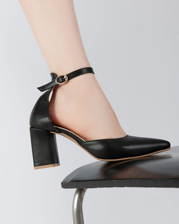 Elegant Ankle Strap Heels - Black