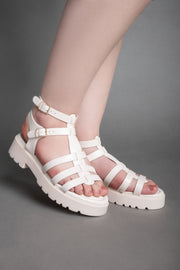 Strappy Platform Sandals - Beige